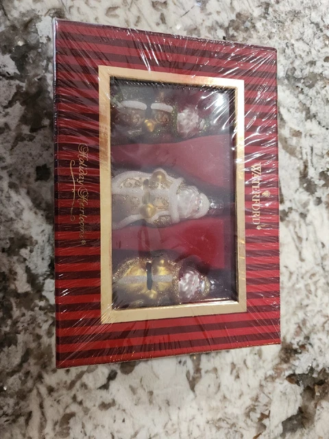 Waterford Holiday Heirlooms Santa Ornament Set (3) 148332 Sealed Box Brand New