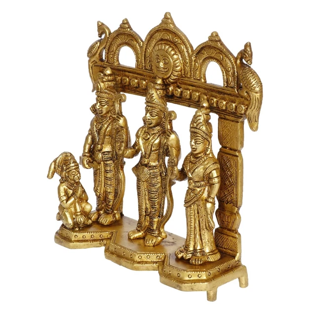 Statue Ram Darbar Artvarko - Laiton Doré 22.9cm Ram Sita Laxman Hanuman