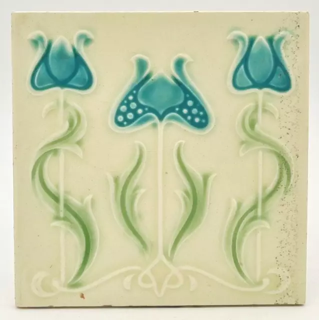 Reclaimed Fireplace Tile Moulded Majolica Lea & Bolton C1915