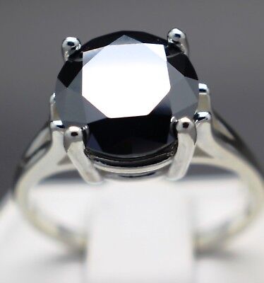 4.25cts 10.20mm Real Black Diamond Enhanced Ring AAA Grade & $2325 Retail Value