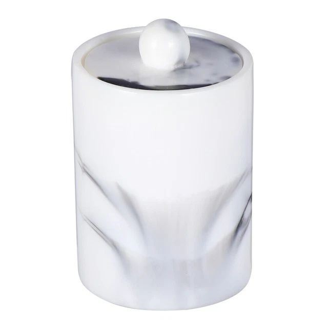 Distributeur De Cotons-tiges Transparent - Rangement Salle De Bain, Design Rond Noir - Pratique Et élégant