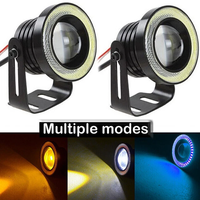 2pcs 3'' COB LED Fog Light Projector Car Ice Blue Angel Eyes Halo Ring DRL Lamp