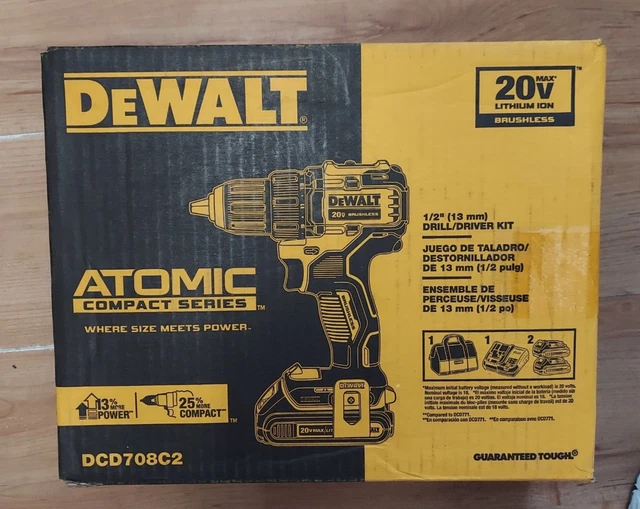 ⚡ DEWALT DCD708C2 ATOMIC 20V MAX BL Li-Ion 1/2 in. Drill Driver Kit (1.5 Ah) -OB