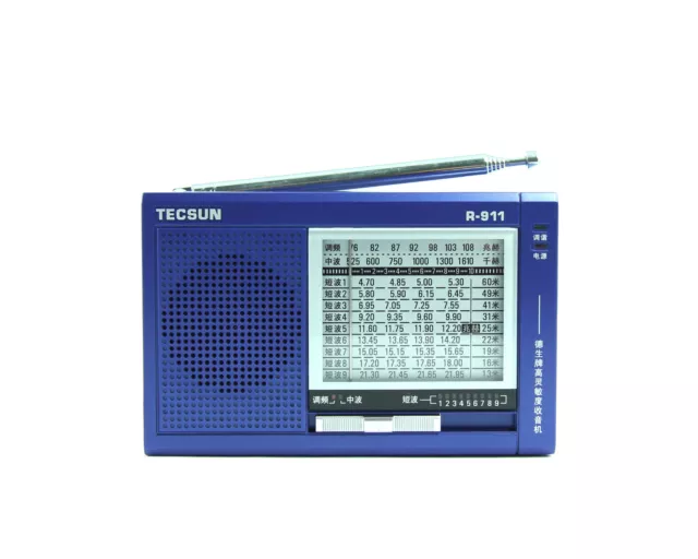 Tecsun R-911 (blue) AM/FM SW Shortwave Portable Multiband Radio Receiver