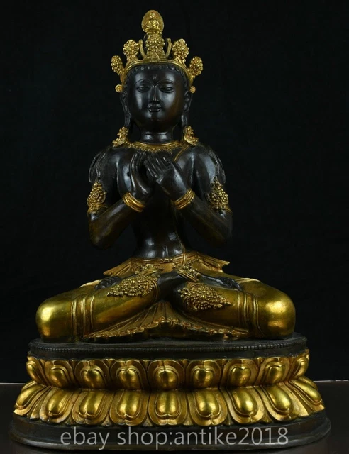 20" Rare Old Chinese Copper Gild Buddhism Vajrasattva Mahasattva Buddha Statue