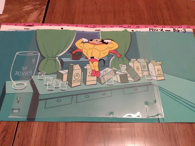 Mighty mouse animation cel 1944-1961 Terrytoons production art background lot
