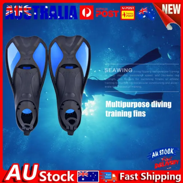 Diving Swimming Fins Adults Flexible Submersible Foot Flippers (Blue M)