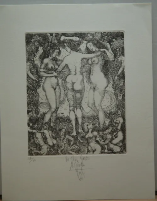 Harry Jürgens*1949-Erotico Festa Exlibris 36/100 Firmato1994-Le Tre Grazie