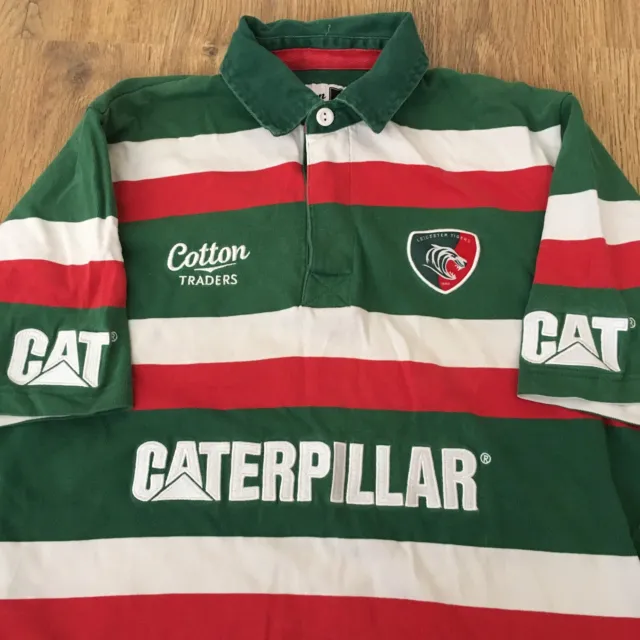 LEICESTER TIGERS vintage Cotton Traders CAT Caterpillar Rugby Shirt size S