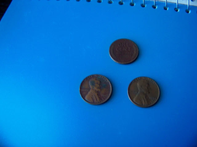 2 LINCOLN wheat pennies coins S mints 1942 s and 1954 s vg  ( third coin read )