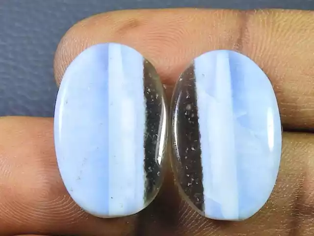 15X24MM Natural Blue Opal Matching Pair Oval Cabochon Loose Gemstone 22Cts. y151