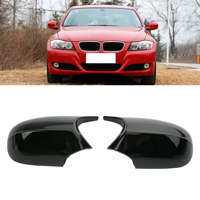 Pair FOR BMW E90 E91 E92 E93 Side Mirror Cover Cap LCI Facelift GLOSS BLACK UK