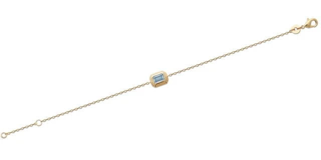 Bracelet Chaîne Plaqué Or 18 Carats Avec Pendentif Carré En Amazonite - Tata Gisèle