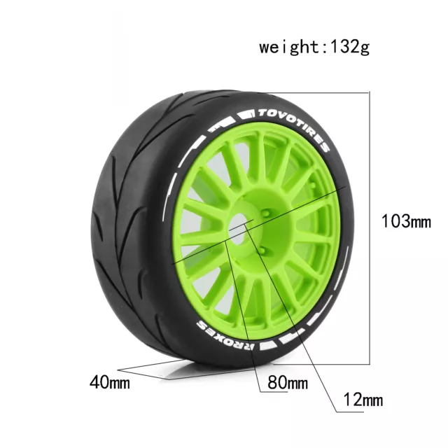 Wheel Tire Rally Tire Rubber Hub Hex for 1/8WRC Thor Citroen C3 Crossover RC Car