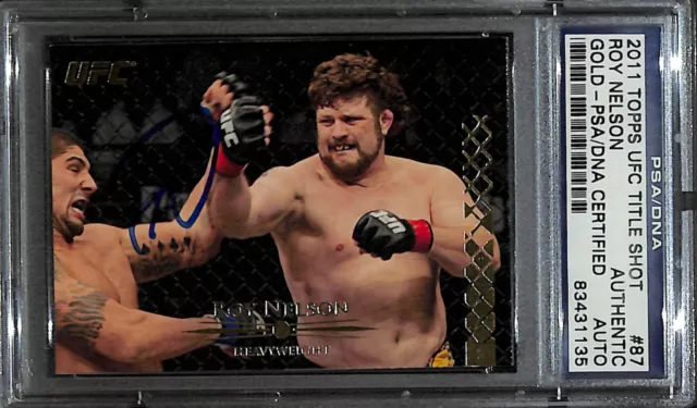 Roy Nelson Signed 2011 Topps UFC Title Shot Gold Card #87 PSA/DNA COA Autograph