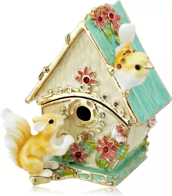 PIEARTH Crystal Jewelry Box Bird House Green EX480-2 Handmade With Gift Box