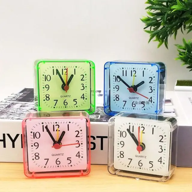 Small Alarm Clocks Beep Travel Office Square Bedside Quartz Desk Travelling Y0K4