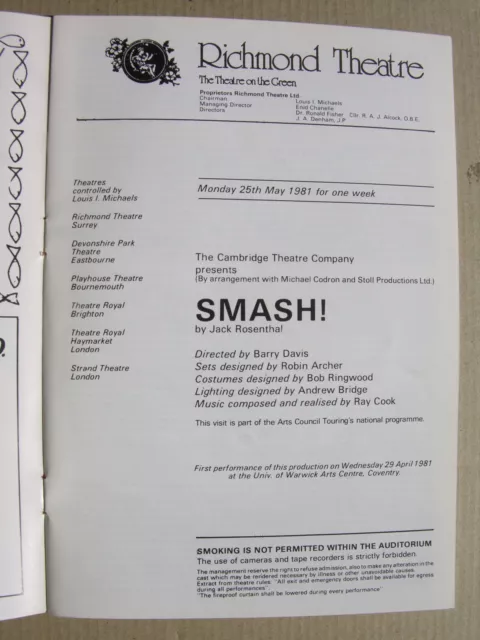 1981 SMASH! Jack Rosenthal Nigel Hawthorne Maureen Lipman John Bluthal RICHMOND