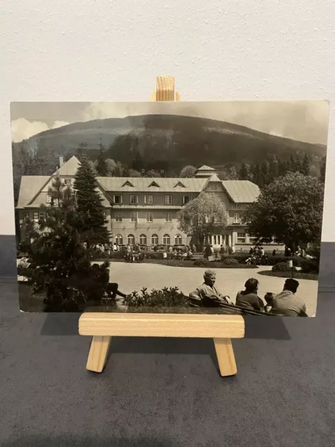 Vintage Postkarte Krkonose, Spindleruv Mlyn, Spindlermühle, Haus, Bänke, Berg