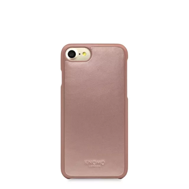 KNOMO Leather Snap-on Back Case Cover For iPhone 6 6S 7 8 SE 2020 2022 Rose Gold