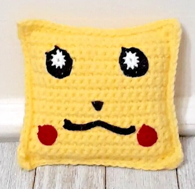 Yellow crochet Tooth fairy pillow handmade