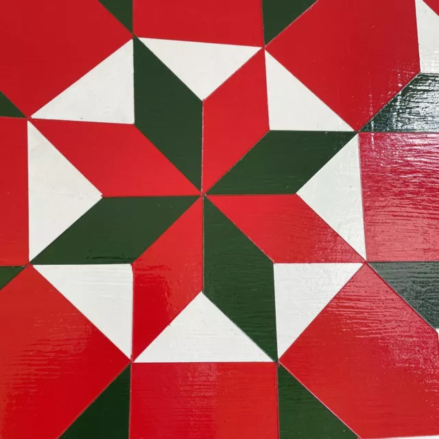 Barn Quilt Center Star Red & Green Exterior Paint For Indoor/Outdoor Display 3