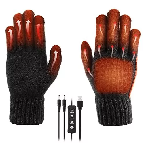 Gants Chauffants USB pour Hommes et Femmes, Aceshop Gants Hiver Femme Gants C...
