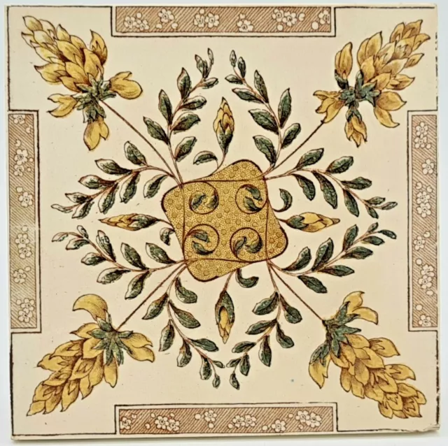 Antique Fireplace Tile Transfer-Printed  And Tinted By Pilkington 6" 1902 Ae1