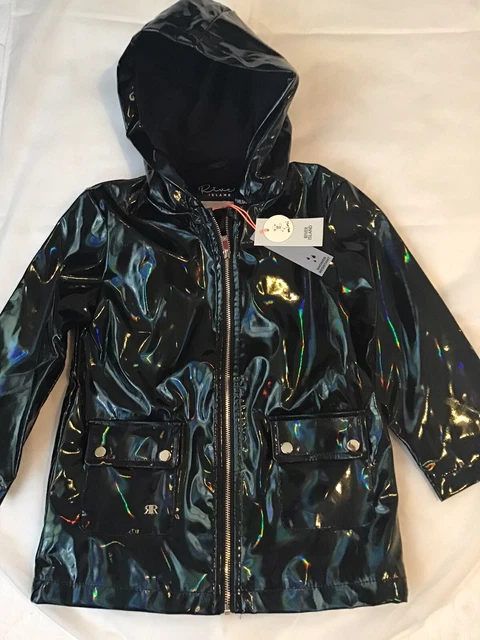 River island mini girls aged 2-3 years black hooded raincoat BNWT 2