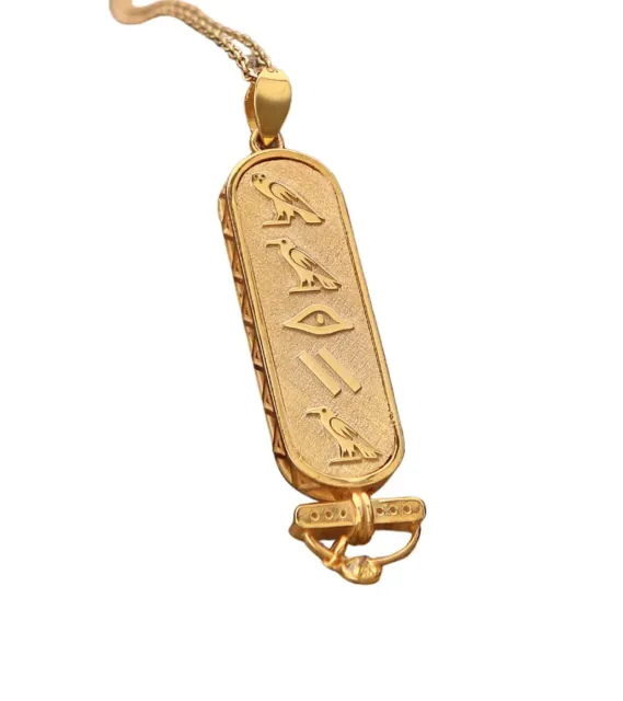Cartouche Personalized Name Necklace, 14k Gold Personalized Handmade, Egyptia...