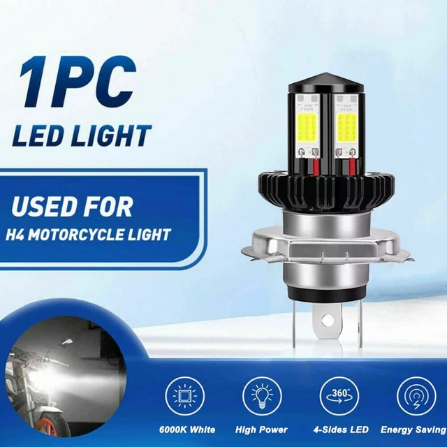 H4 9003 FANLESS LED Bulb HID White Hi/Low Beam Motorcycle Headlight Super Bright