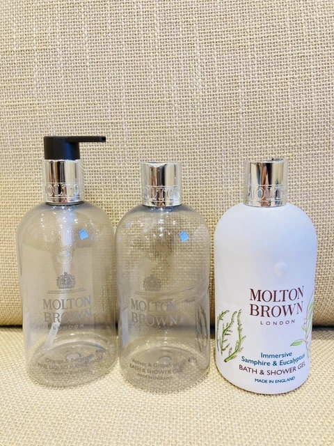 MOLTON BROWN 3 x Empty. Orange/Bergamont,Vetiver/Grapefruit/Samphire/Eucalyptus.