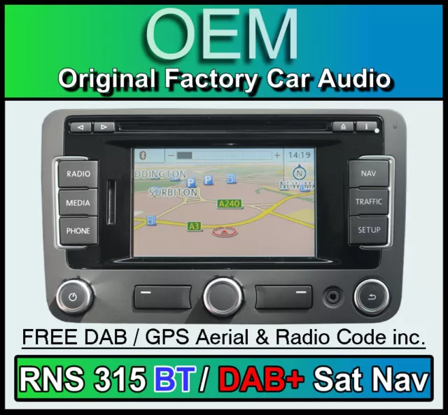 VW Golf Plus GPS DAB Radio Bluetooth Navigation, RNS 315 Lecteur CD DAB+