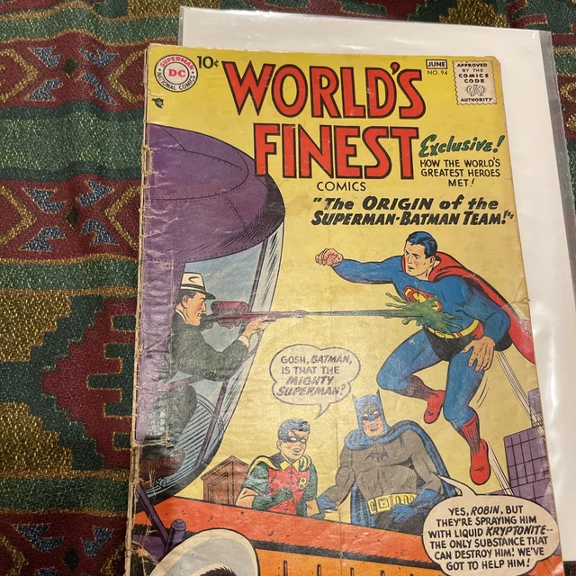 World's Finest Comics #94 FR/VG 1958 Origin Batman-Superman Team Silver Age