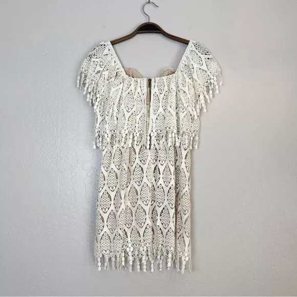 STONE COLD FOX Women's Size XS/S Ivory Iowa Lace Off the Shoulder Mini Dress 2