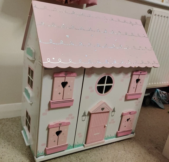 ELC PINK WOODEN Dolls House With Furniture £29.99 PicClick UK