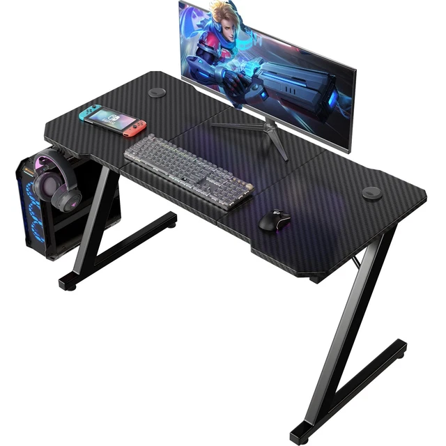 Scrivania Da Gaming Bestier 106cm Con LED E Supporto Monitor - Nero, Portabicchieri, Gancio Cuffie - Foto 5