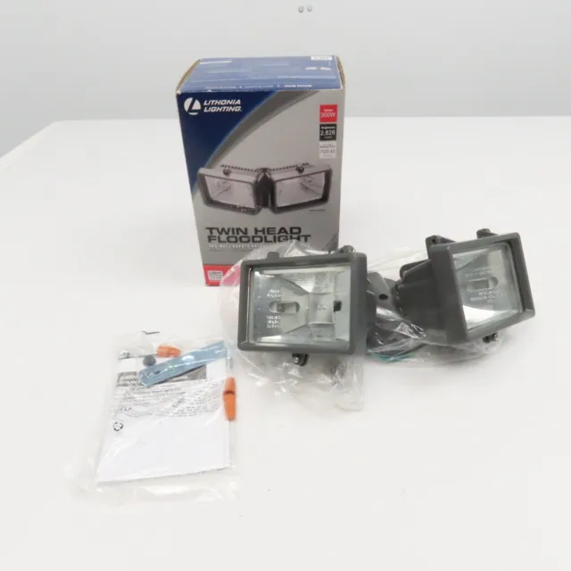 Lithonia Twin Head Security Flood Light 300W 120V Bronze Finish