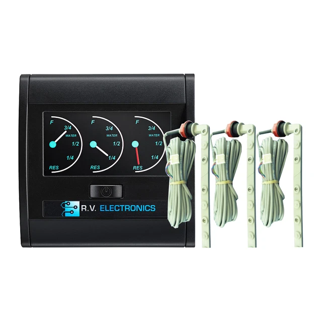 CARAVAN BLACK LCD Triple Tank Water Level Indicator Gauge 7.5m Senders