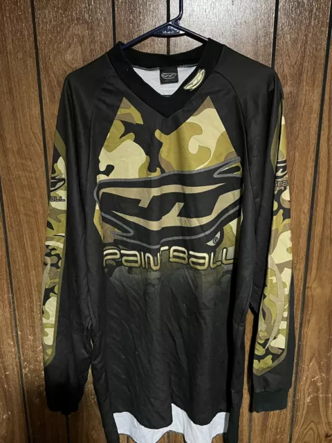 Vintage Y2K JT Paintball Shirt Jersey Black BROWN CAMO XL Long Sleeve Activewear