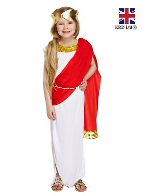 Kids Girls ROMAN GODDESS Ancient Greek Toga Fancy Dress Costume Book Week NEW UK