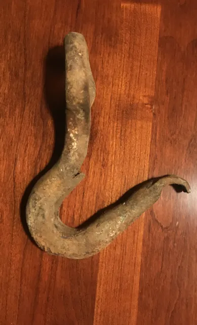 Antique Rustic Hand Forged Iron Hook Blacksmith Primitive
