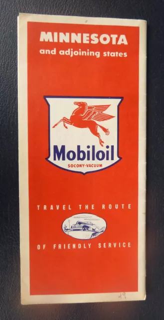 1949 Minnesota road map Socony Vacuum  oil  gas Mobil Boundry Waters