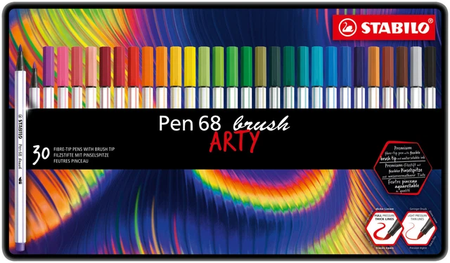 STABILO Pen 68 brush 30er Metalletui ARTY mit Hängelasche | Stück | In Karton