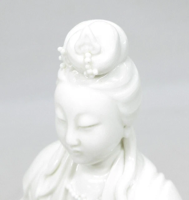 G0539: Chinese white porcelain Goddess of Mercy statue w/typical tone and work 3