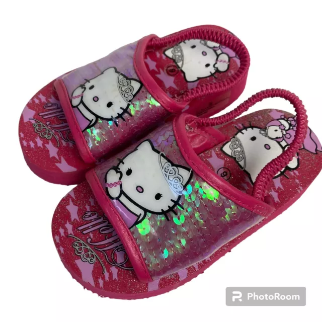 Sanrio Hello Kitty Bright Pink Platform Slides Sandals Shoes toddler girls 9
