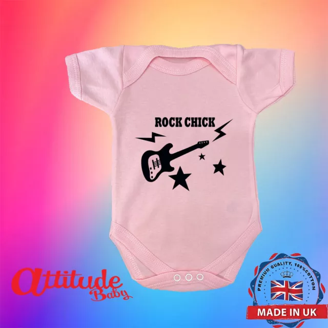 Pink Baby Grows-Rock Chick-Chitarra Bambino Grow-Natale Regalo Bambino-Regalo Baby Shower