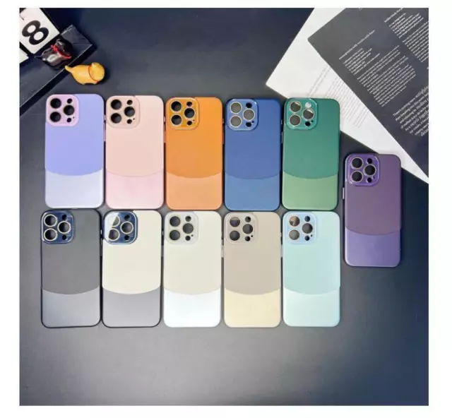 Zweifarbige Leder Acryl Objektiv Schutzhülle für iPhone 15 14 13 12 Pro Max