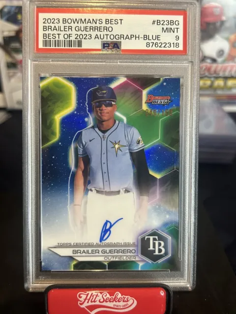 2023 Bowman's Best Brailer Guerrero PSA 9 Auto BLUE REFRACTOR /150 Rays