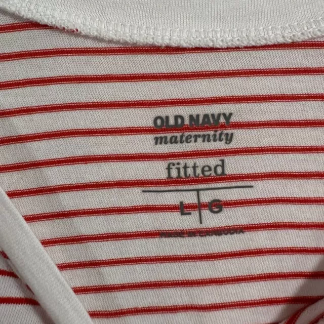 OLD NAVY MATERNITY Fitted Shirt Tank Top Stretch Striped White Red Size ...